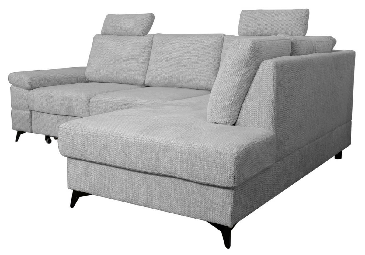 Rohová sedačka SARA L, pravá, sivá - čierna/sivá, Basics, kov/textil (250/189cm) - Ondega