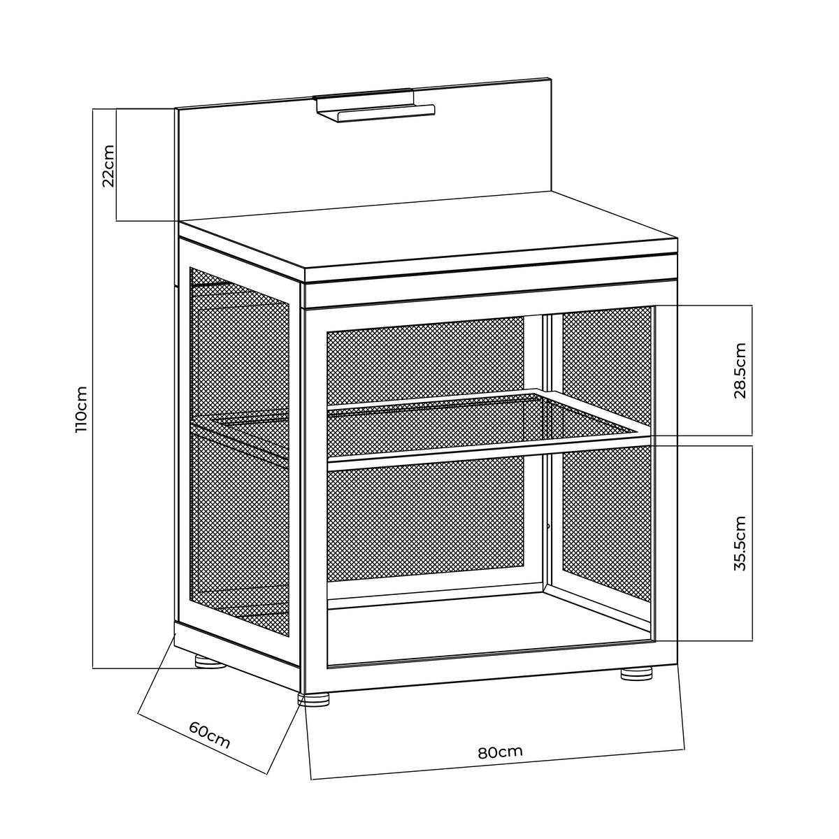 Outdoorküchenregal Origin Anthrazit, Stahl - Anthrazit, Basics, Metall (80/110/60cm) - Gardenson