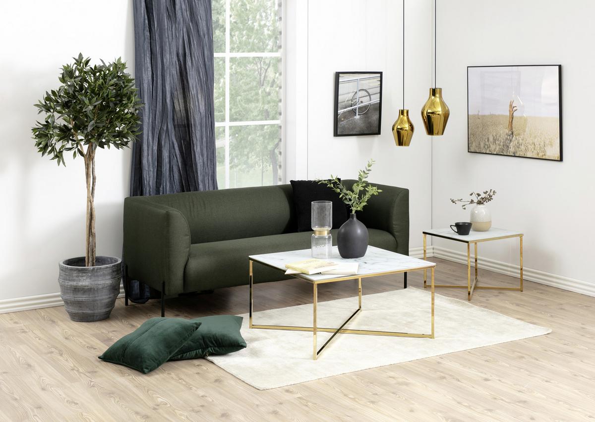 Konferenční stolek ALISMA - bílá/barvy zlata, Design, kov/sklo (50/42/50cm)