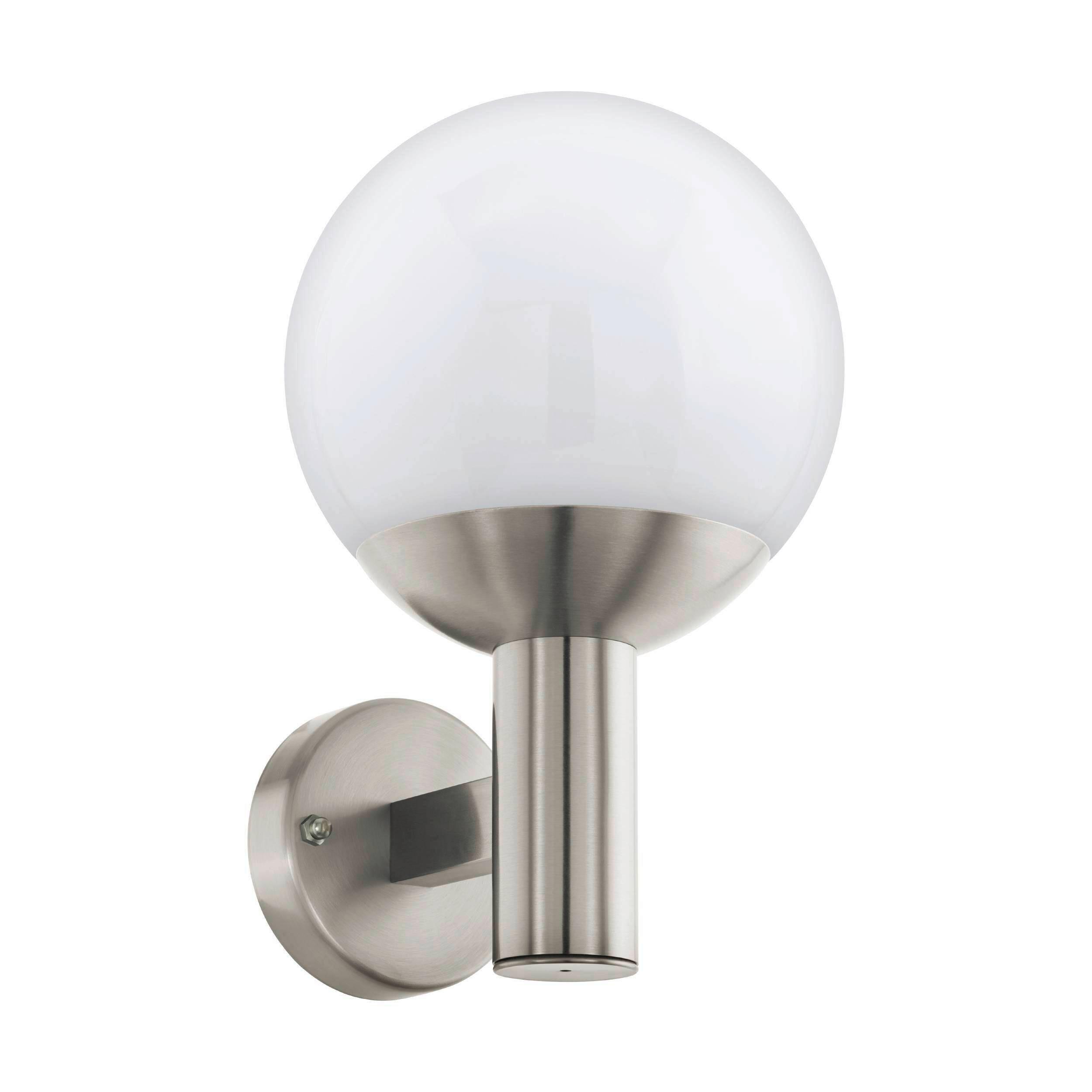 Außenwandleuchte Nisia-Z 9W Metall Kunststoff, Wandmontage - Edelstahlfarben/Weiß, KONVENTIONELL, Kunststoff/Metall (20/31,5cm) - Eglo