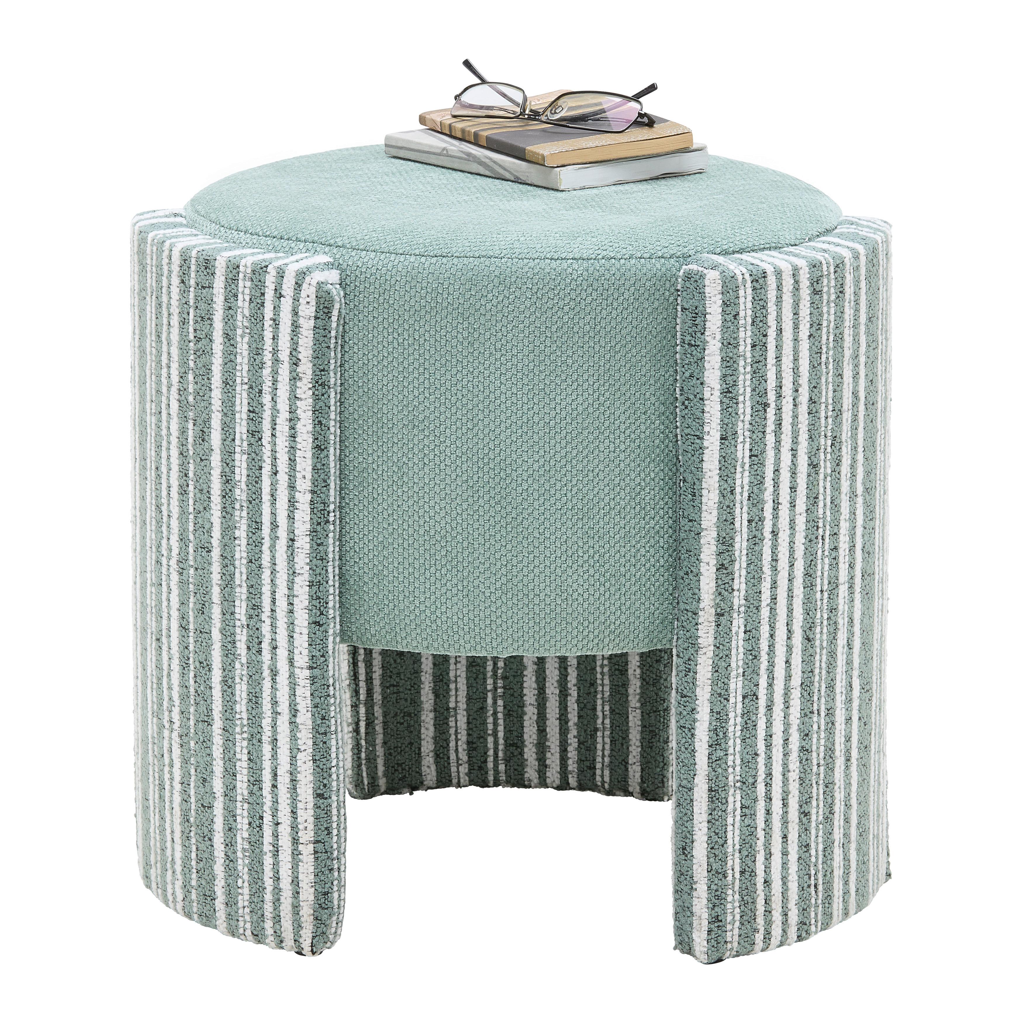 Taburetka ROMY, zeleno-biela ženilka - biela/zelená, Lifestyle, kompozitné drevo/textil (40/40/39cm) - Mömax