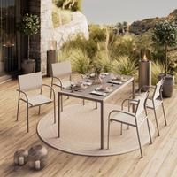 Gartentisch Paris - Beige, MODERN, Glas/Metall (140/75/83cm) - Beldano