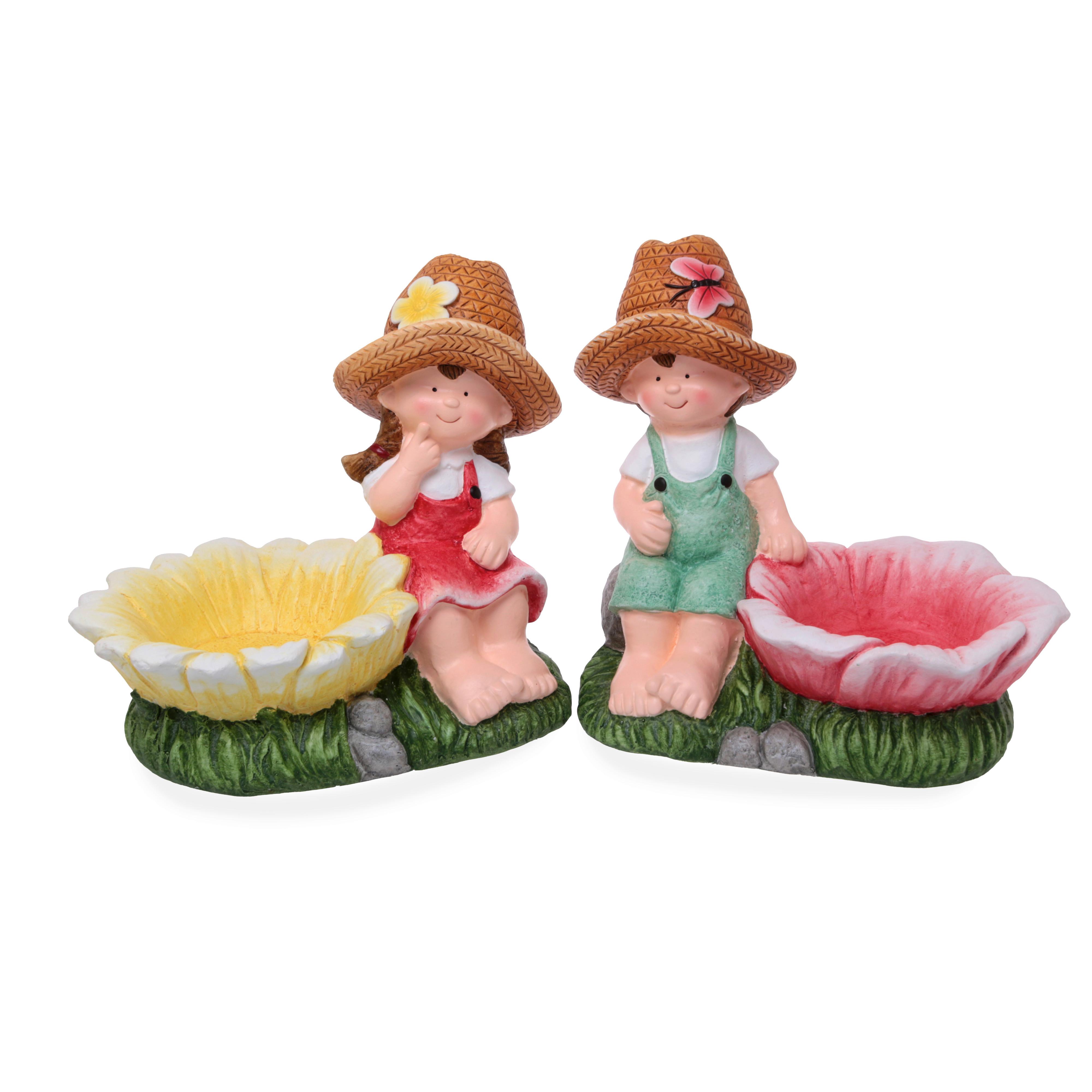 Gyerek Díszfigura Lola - sárga/piros, Basics, kő (32,5/22,5/30,5cm)