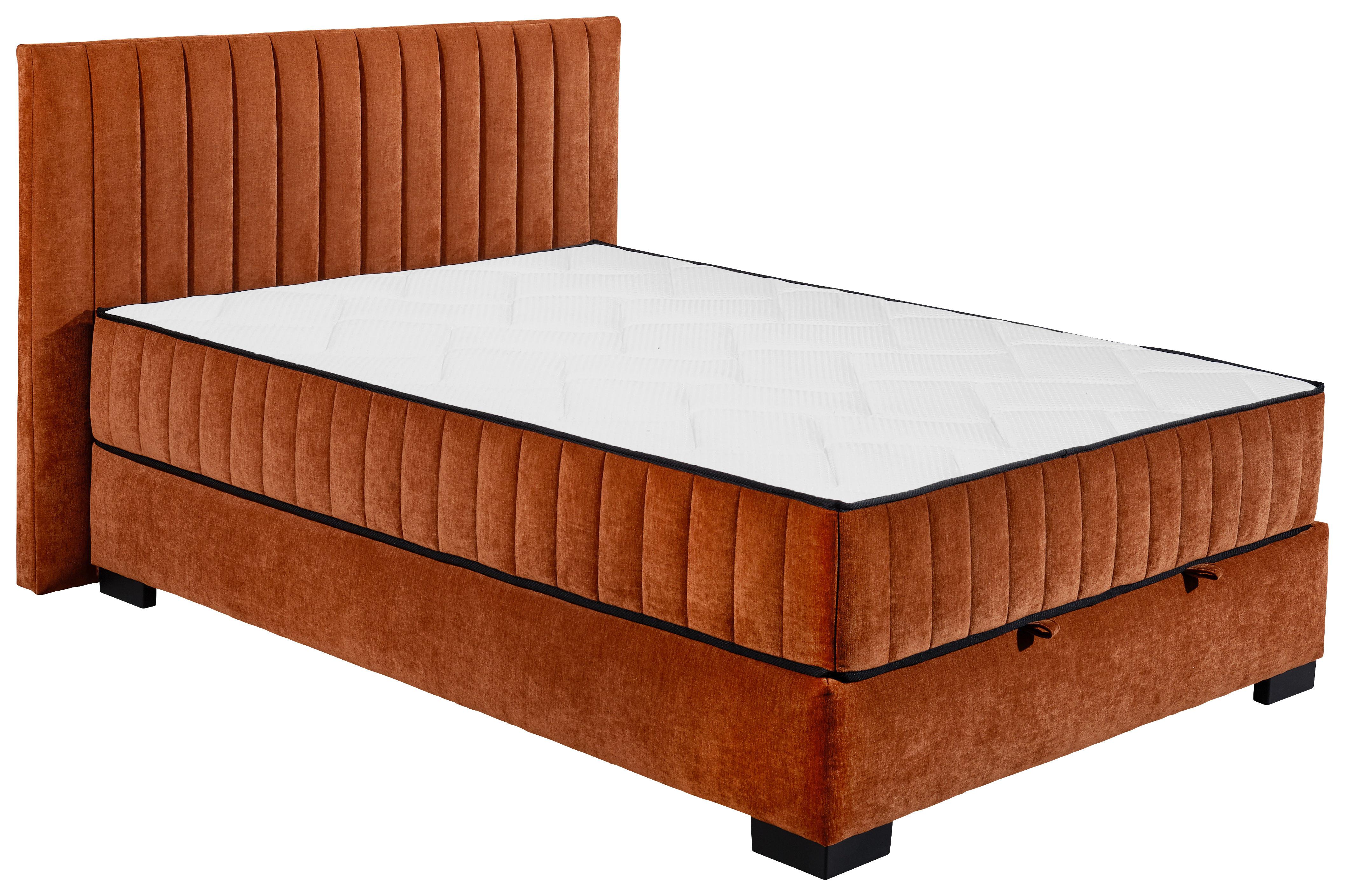 Boxbett Nagol C - Cognac/Schwarz, MODERN, Holzwerkstoff/Textil (140/200cm) - MID.YOU