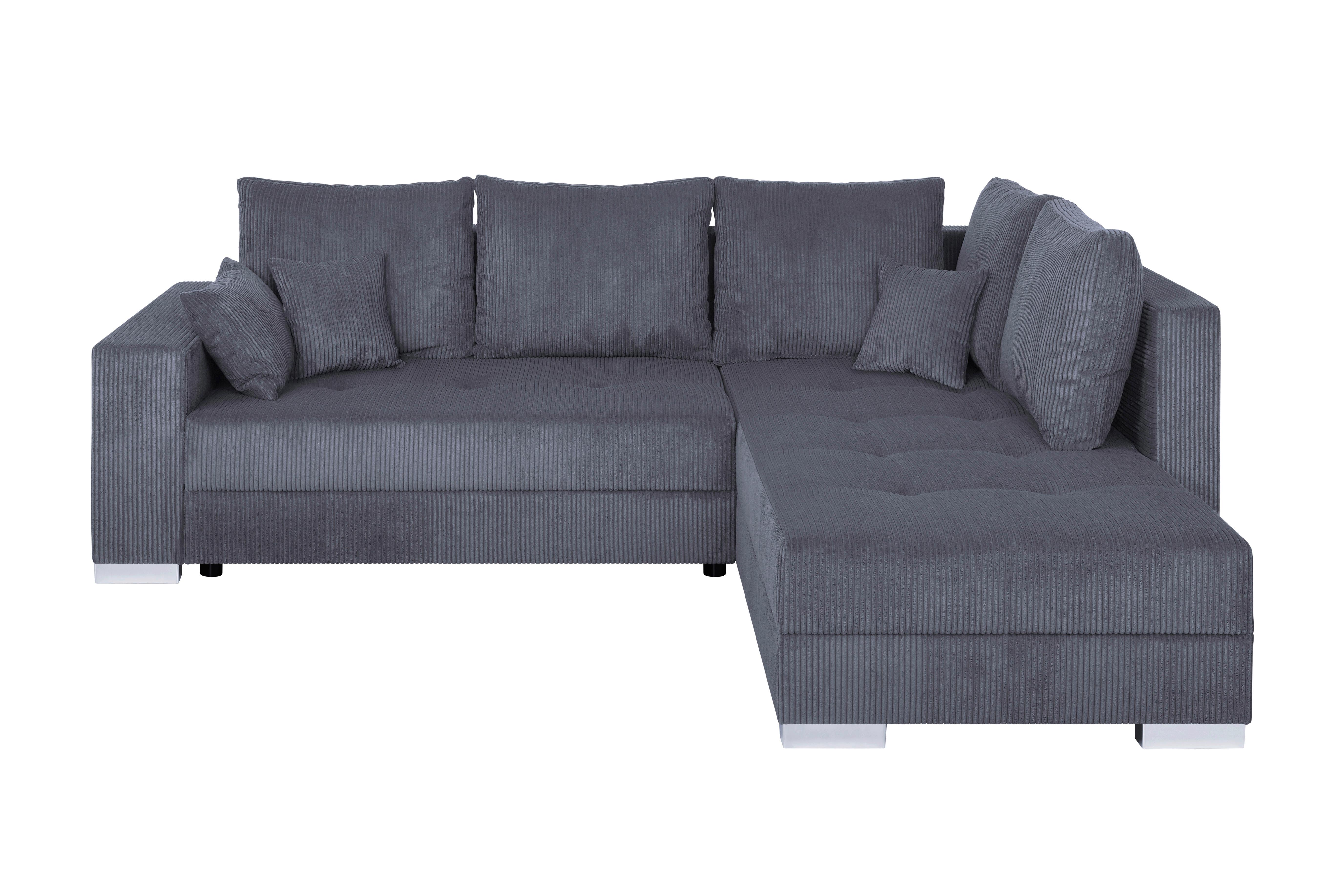 Ecksofa Lars Dunkelgrau S: 260x218 cm - Chromfarben/Dunkelgrau, Design, Holzwerkstoff/Textil (260/218cm) - P & B