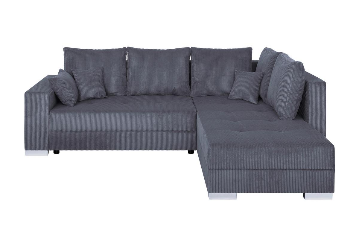 Ecksofa Lars Dunkelgrau S: 260x218 cm - Chromfarben/Dunkelgrau, Design, Holzwerkstoff/Textil (260/218cm) - P & B