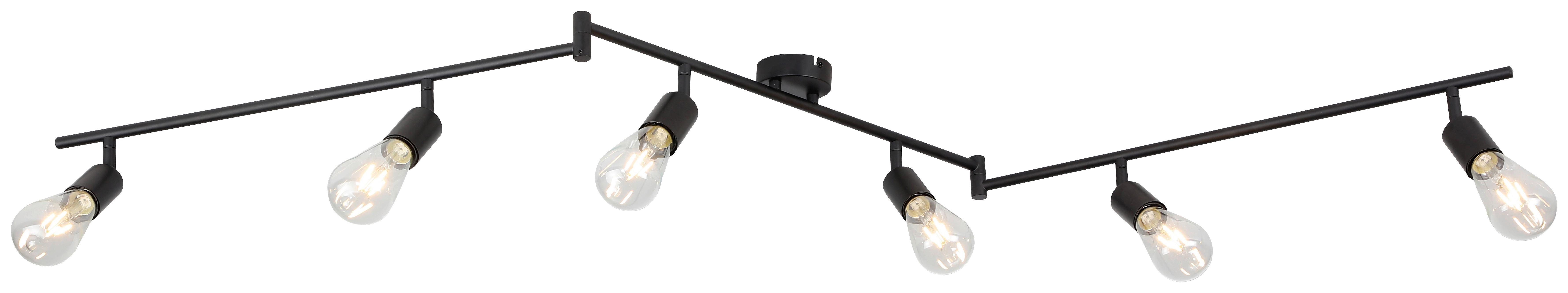 Bodové svietidlo MOLLY, 6xE27 max. 24W, 230V - čierna, Konventionell, kov (180/8,5/15,5cm) - Mömax