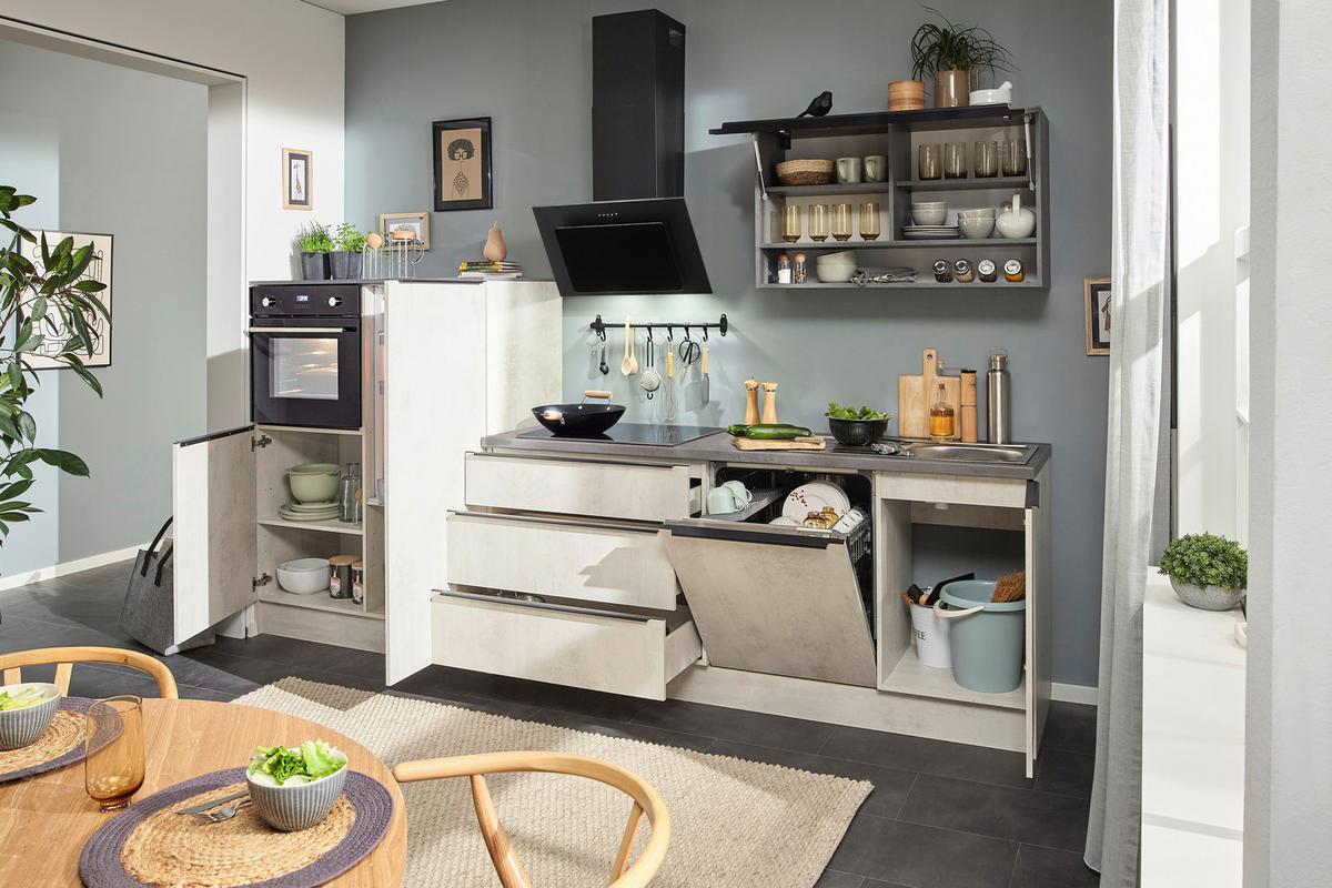 Küchenblock Boston Anthrazit, Weiß B: 321 cm - Anthrazit/Weiß, Basics, Holzwerkstoff (321cm) - MID.YOU