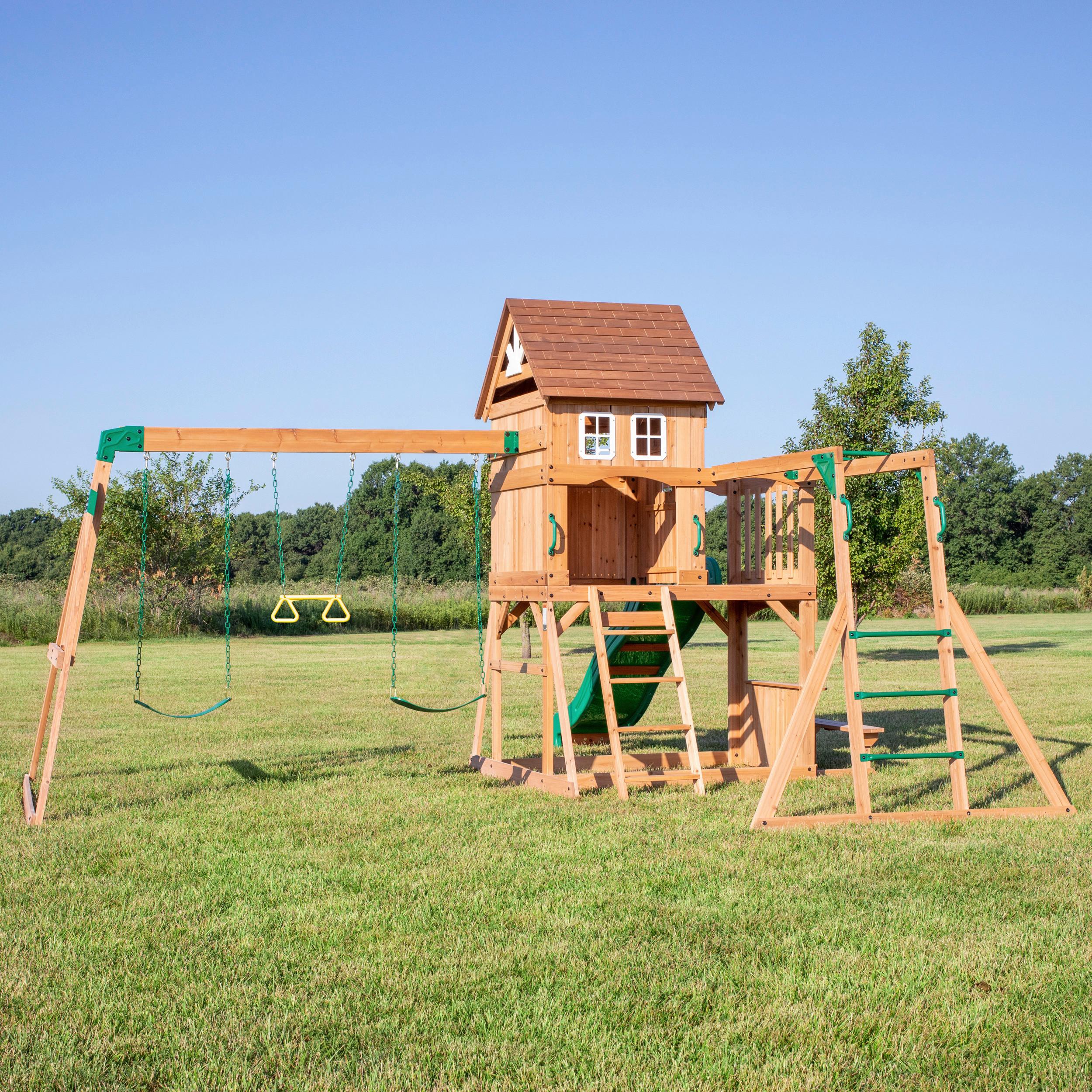 Spielturm Montpelier Braun/grün B: 490 Cm - Braun/Grün, KONVENTIONELL, Holz (490/470/290cm) - Ambia Garden
