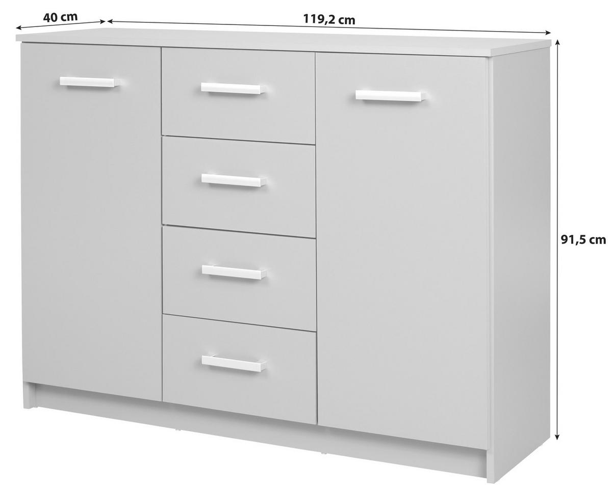 Kommode B: 119,20 Cm Elenzio, Graphitfarben - Graphitfarben, Basics, Holzwerkstoff (119,20/40/91,5cm) - MID.YOU