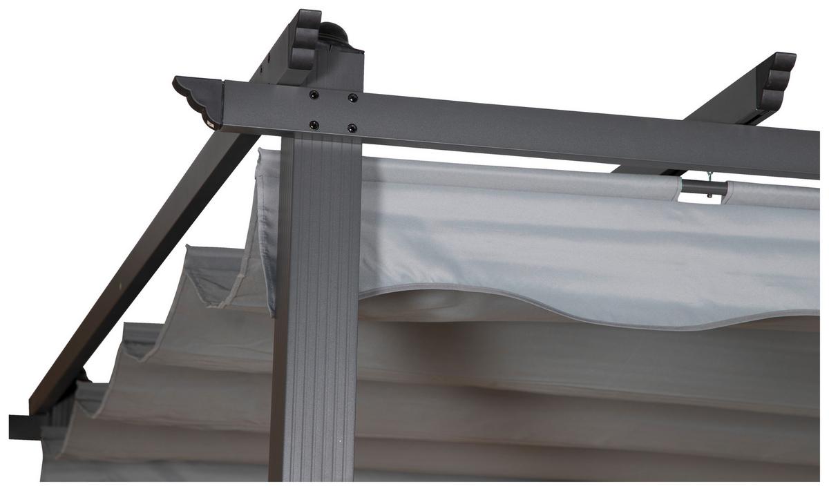 Pavillon Lazio 395x245cm Wetterfest, Gartenpavillion - Schwarz/Grau, KONVENTIONELL, Textil/Metall (395/245/295cm) - Gardenson