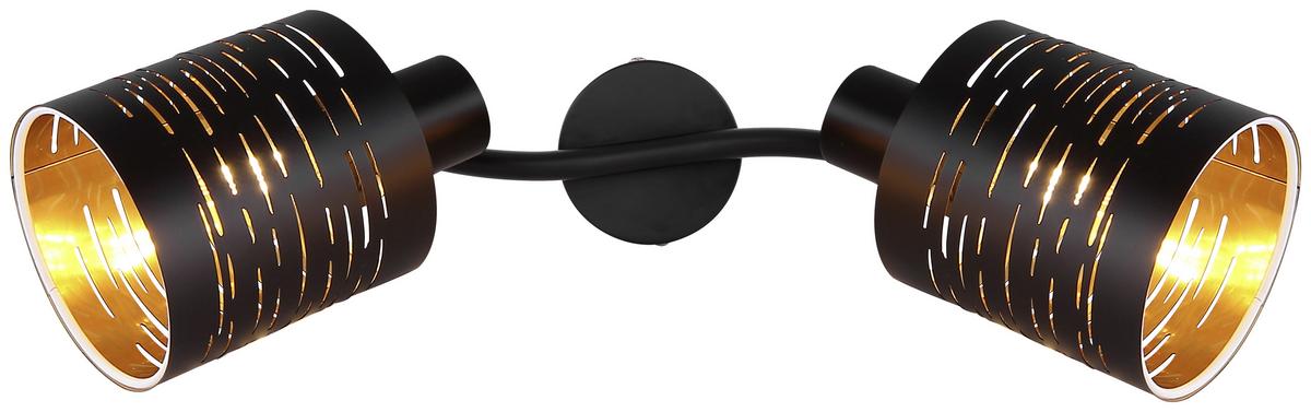 Strahler Tunno 2-flammig Verstellbar L: 29,6 Cm - Goldfarben/Schwarz, Design, Kunststoff/Metall (29,6/10/16cm) - Globo