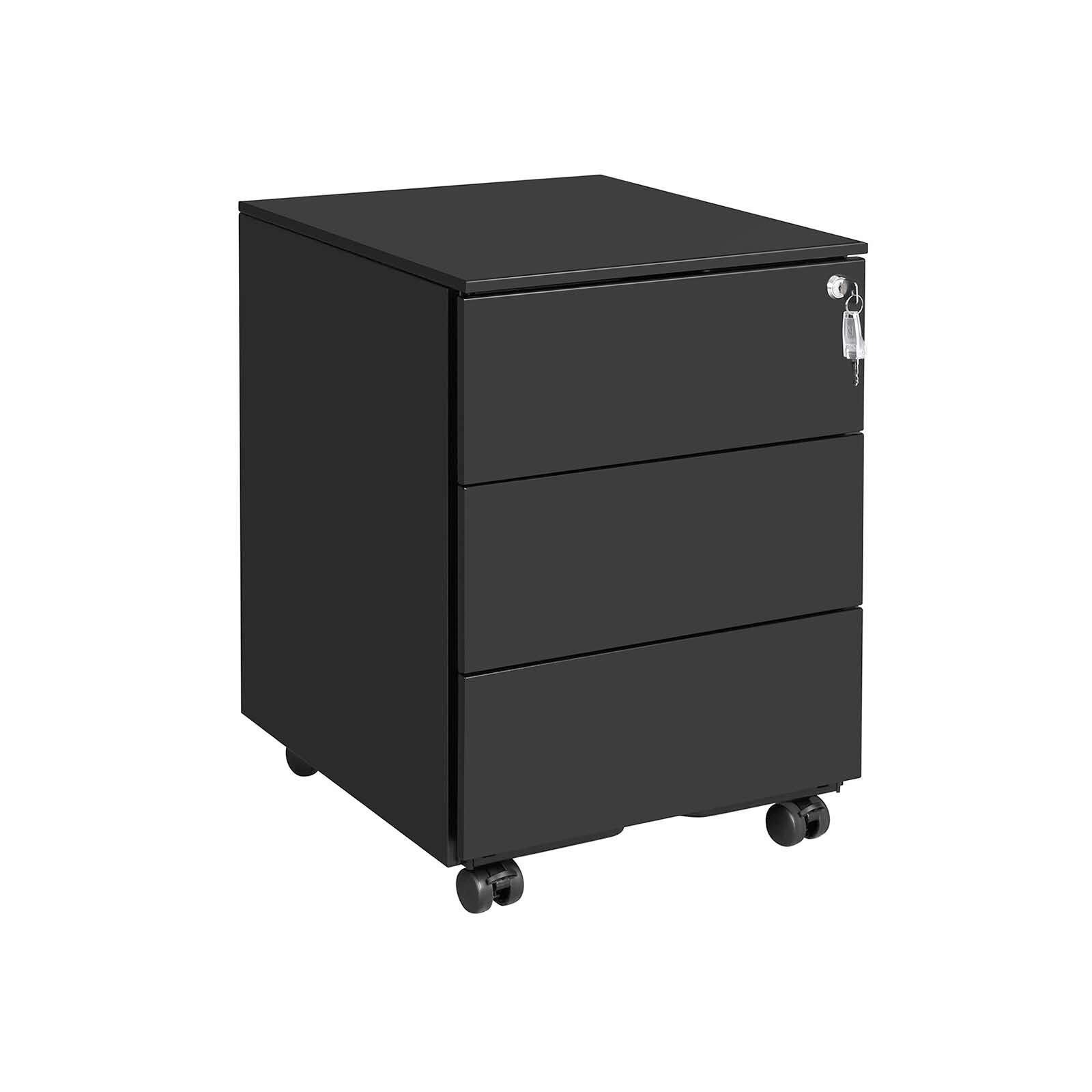 Rollcontainer Metall Schwarz Abschließbar 39x55x45 cm - Schwarz, Basics, Metall (39/55/45cm) - Boxxx