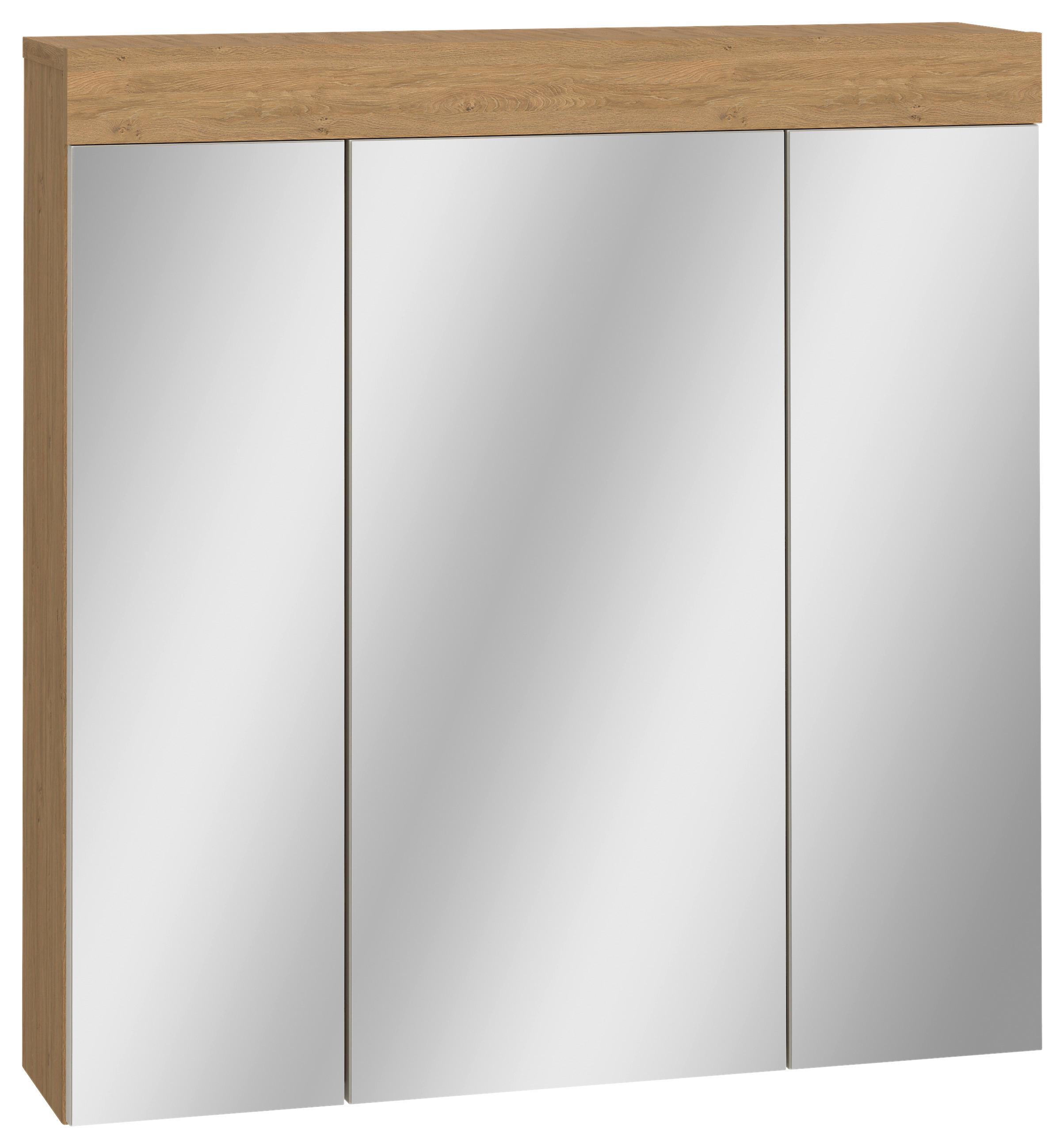 Spiegelschrank Naxxar Eichefarben Kaschmir B: 74,5cm - Kaschmir/Eichefarben, MODERN, Glas/Holzwerkstoff (74,5/78,6/18,5cm)