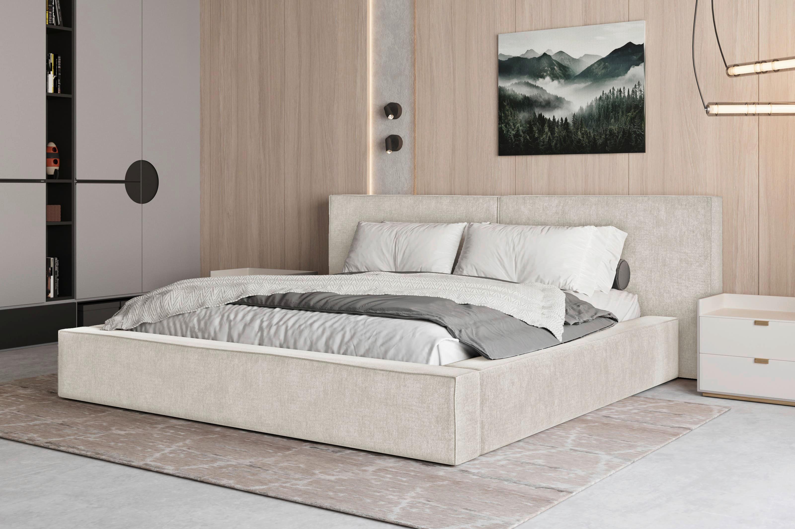 POLSTERBETT Jasmine Creme 180x200cm - Creme/Schwarz, MODERN, Holz/Metall (180/200cm) - MID.YOU