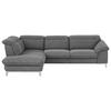 Ecksofa Mit Schlaffunktion Teresa Dunkelgrau 232x293 Cm - Chromfarben/Dunkelgrau, Design, Textil (232/293cm) - Livetastic