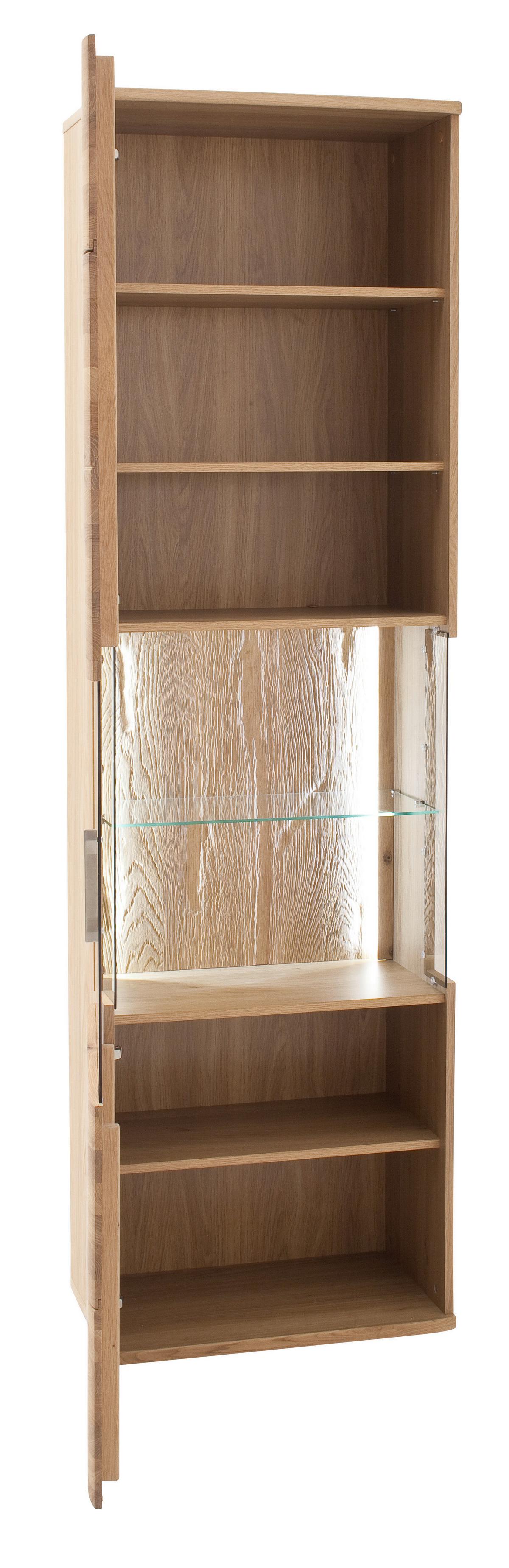Vitrine Santori B: 60 cm teilmassiv Eichefarben - Eichefarben/Schwarz, Design, Glas/Holz (60/208/37cm) - Livetastic