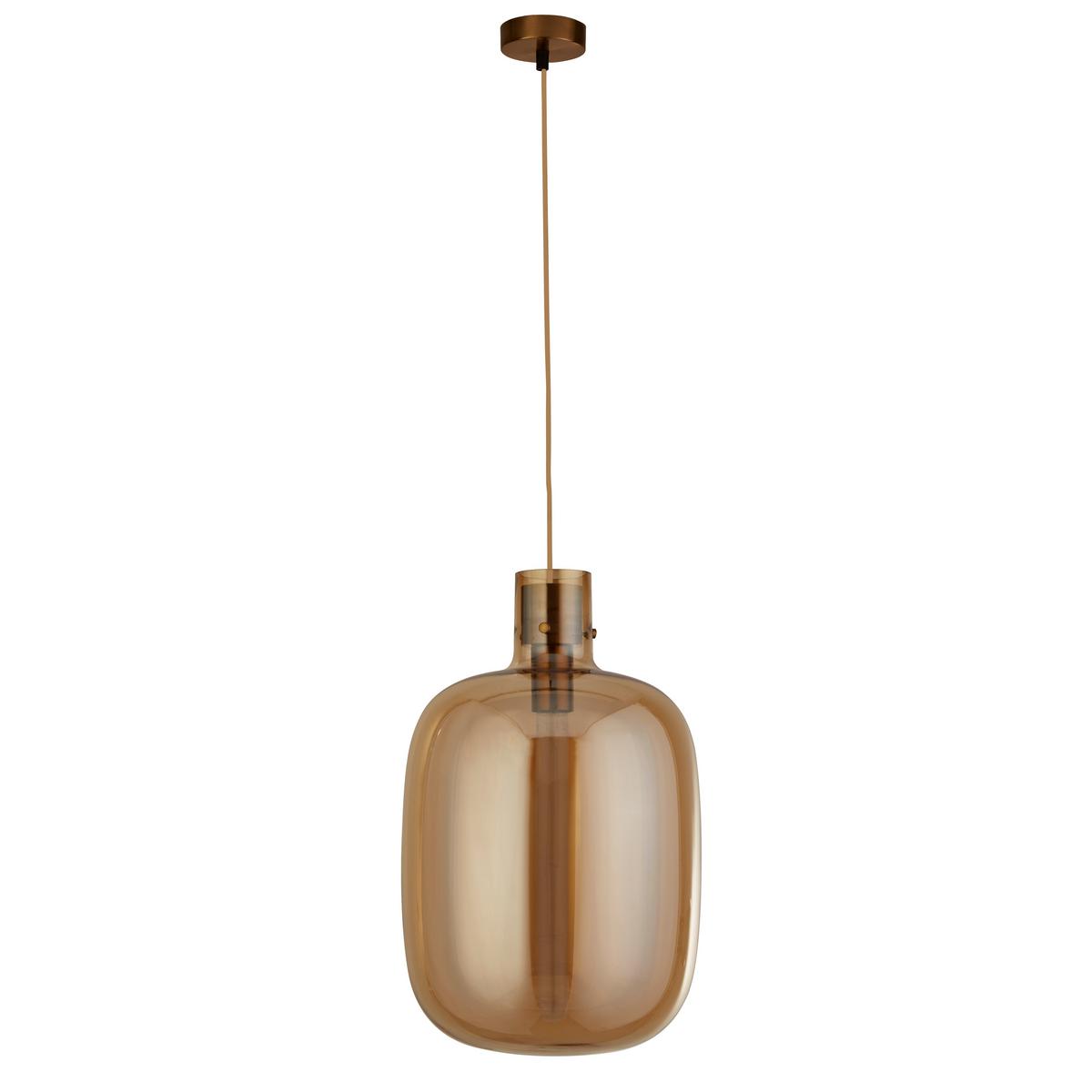 Hängeleuchte Barrel H: 127 cm, 1-Flammig, höhenverstellbar - Bernsteinfarben, Design, Glas/Metall (30/127cm)