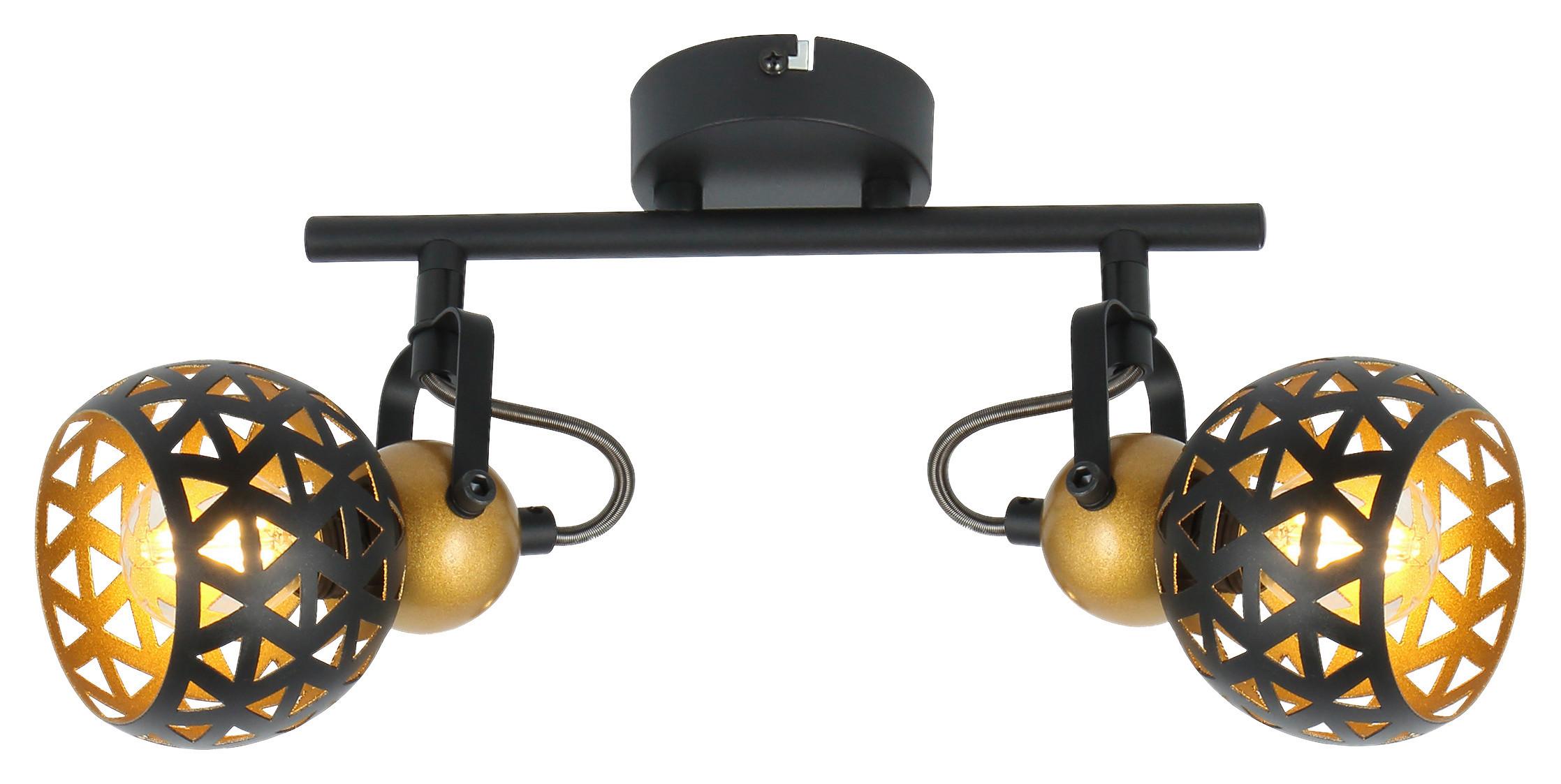 Strahler Sarra 2-Flammig verstellbar L: 25 cm - Goldfarben/Schwarz, Basics, Metall (25/10/17,5cm) - Globo