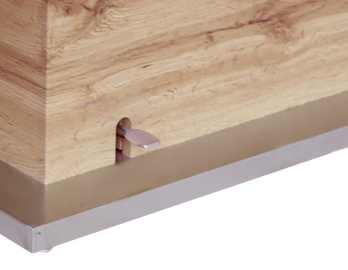 Couchtisch Mit Lade Kopenhagen, Eiche Dekor/weiß - Edelstahlfarben/Eichefarben, MODERN, Holzwerkstoff/Metall (130/49-78/70cm)