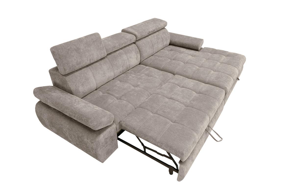 Rohová sedačka VEGAS, pravá, šedohnědá žinylka - černá/šedohnědá, Design, dřevo/textil (294/173cm)