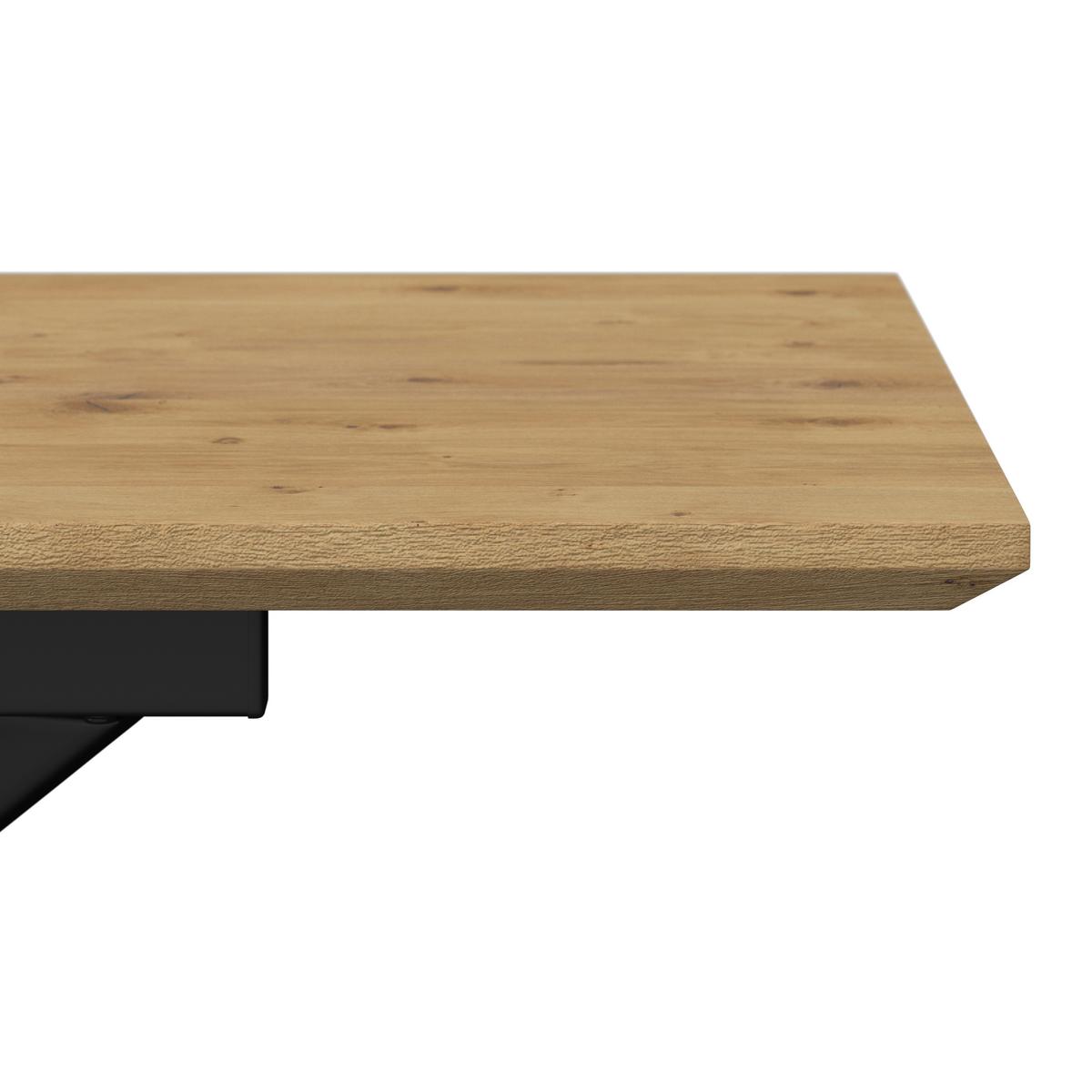 Výsuvný stůl AKI 140-180 - černá/barvy dubu, Moderní, kov/kompozitní dřevo (140-180/76/80cm) - Bessagi Home