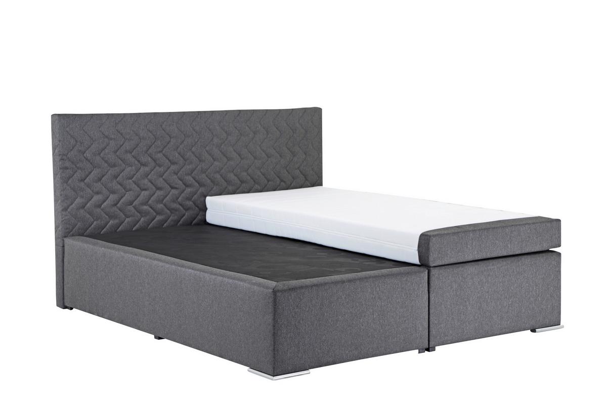 Boxspringbett mit Topper 180x200 cm Bety Grey - Chromfarben/Grau, Basics, Textil (180/200cm)