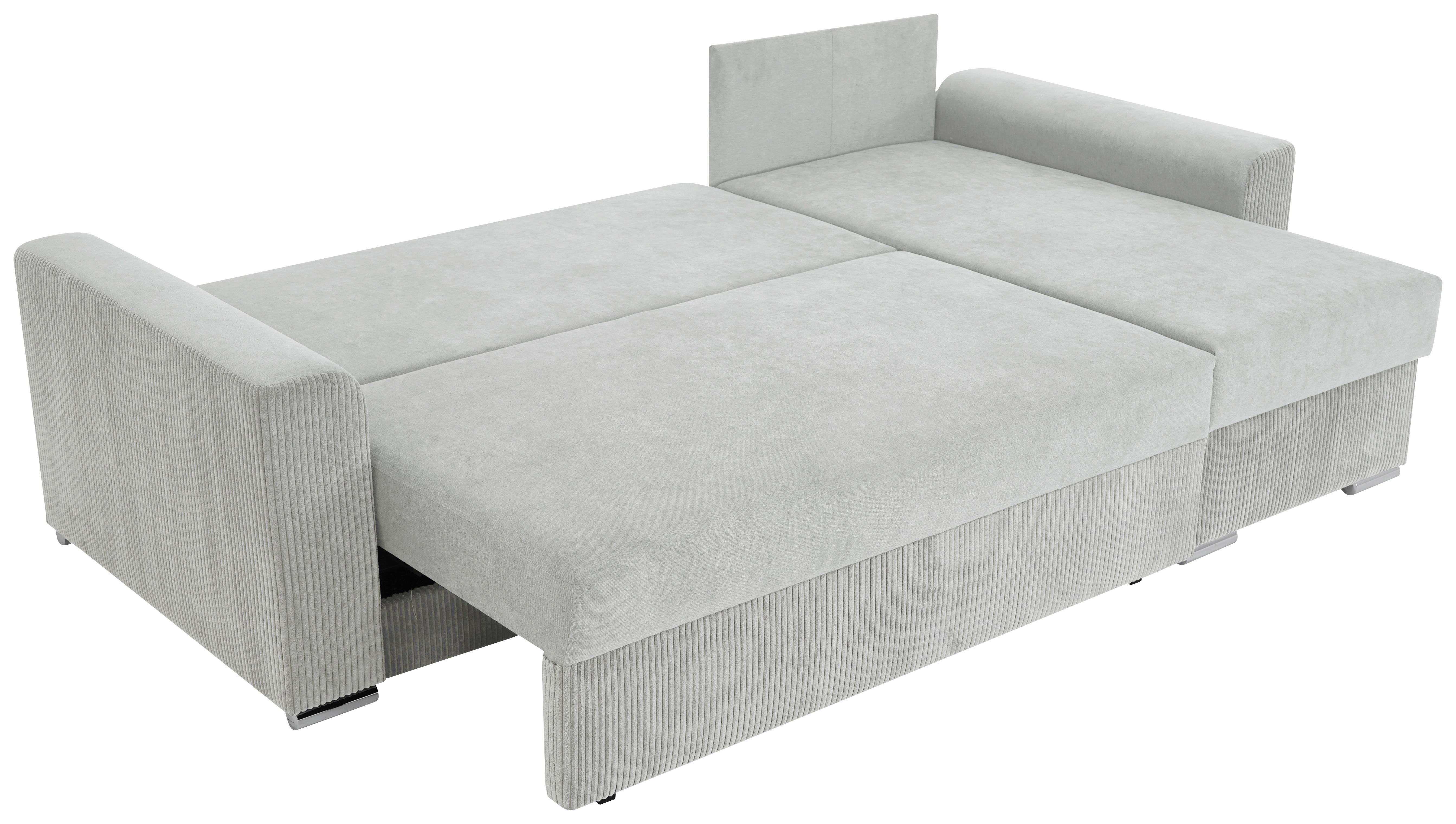 Ecksofa Diever Hellgrau S: 239x141 cm - Chromfarben/Hellgrau, Design, Textil (239/141cm) - Livetastic