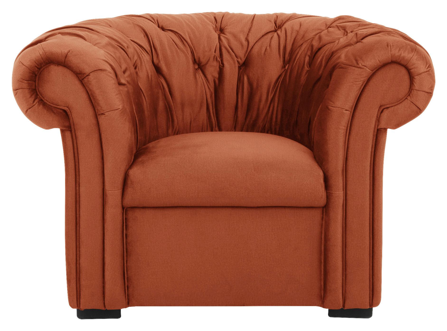 Chesterfield-Sessel Cupido - Rostfarben/Schwarz, Design, Textil (114/78/91cm) - MID.YOU