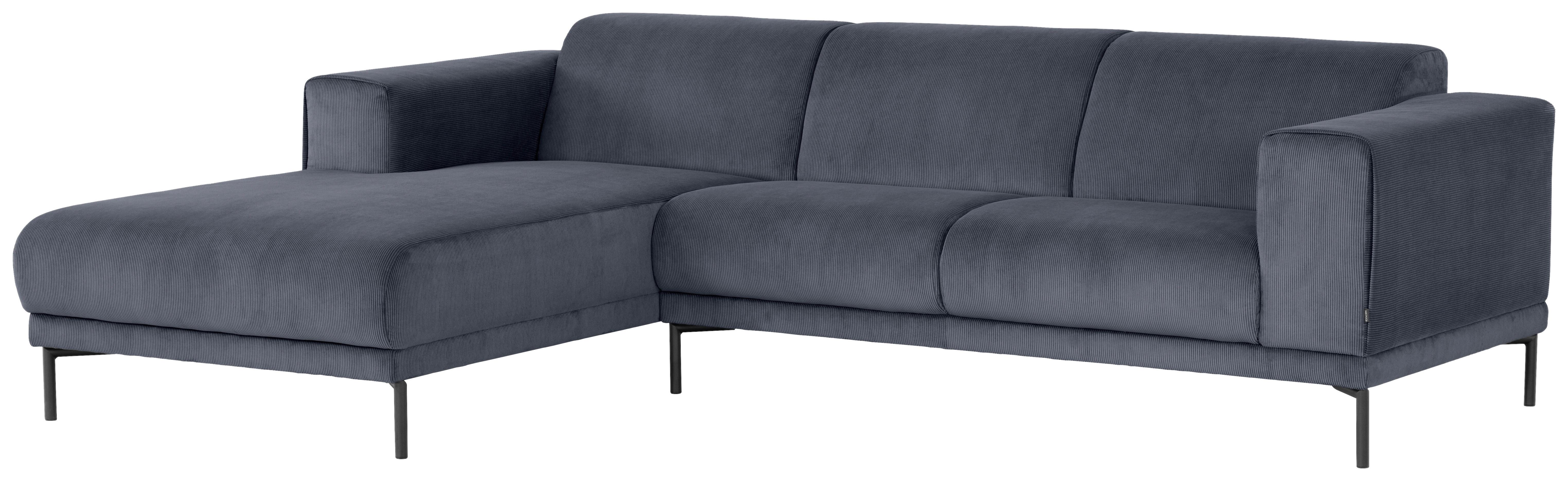 Ecksofa Erno Graublau S: 262 cm - Graublau/Schwarz, Design, Textil (262/183cm) - MID.YOU