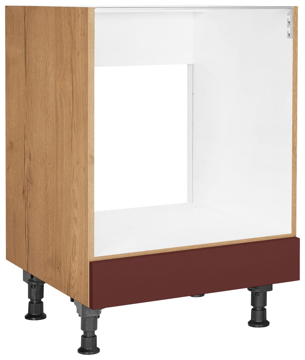 Herdumbauschrank Easytouch - Eichefarben/Rot, MODERN, Holzwerkstoff (60,0/87,0/56,0cm) - Nobilia