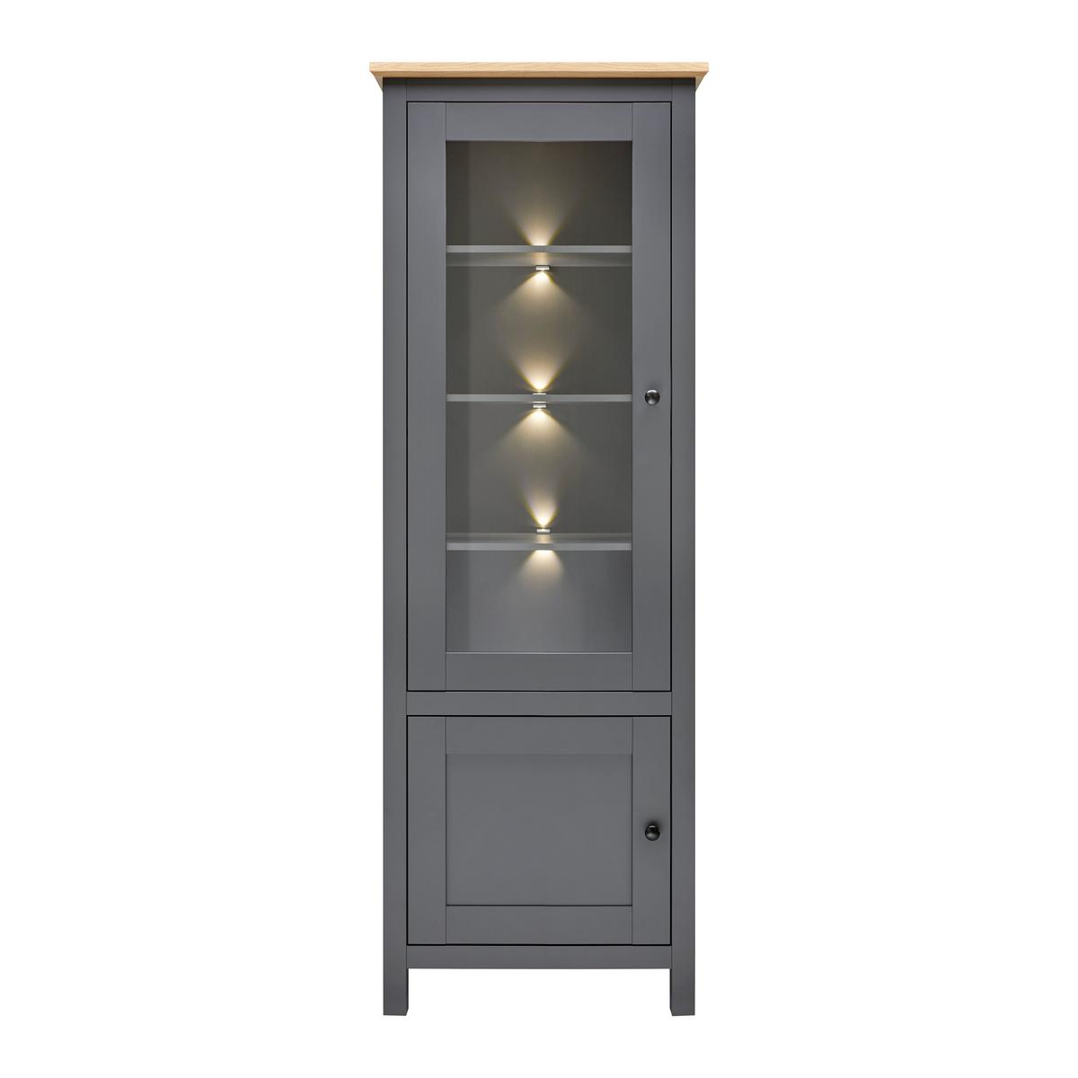 Vitrína CLAUDIO - černá/tmavě šedá, Moderní, dřevo/plast (71/203/44cm) - Bessagi Home