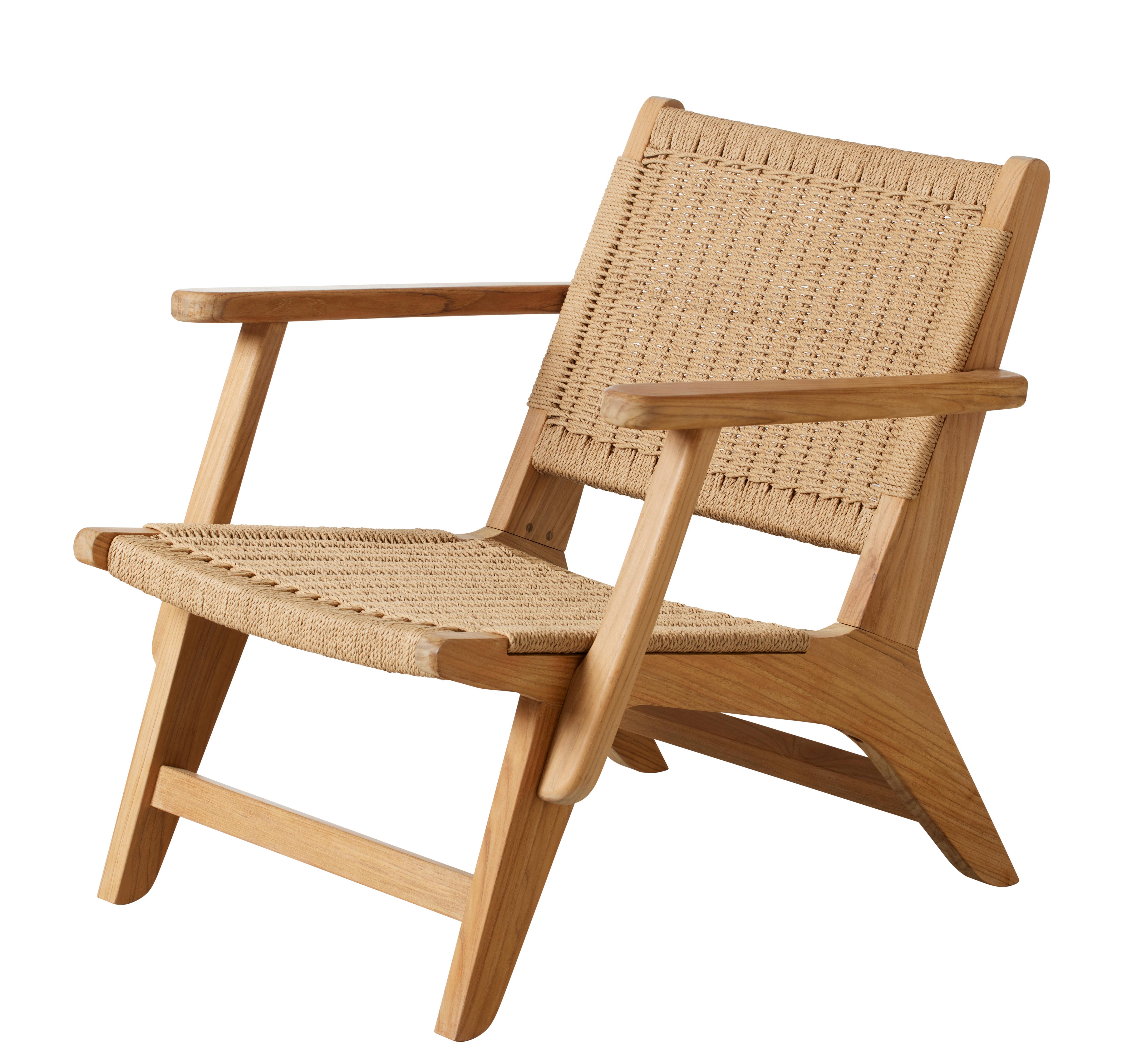 Loungesessel Eya Indoor 68x71x72 cm, Natur - Hellbraun/Teakfarben, Natur, Holz/Papier (68/71/72cm) - Gardenson