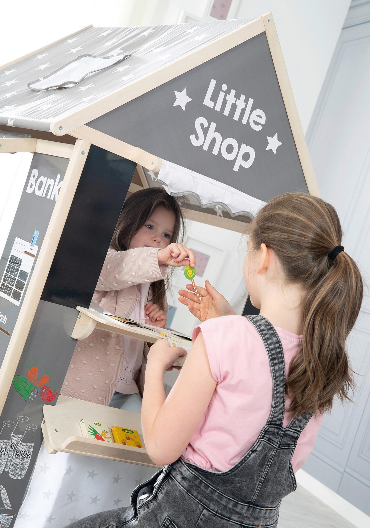 Kaufladen 6962v190 - Hellgrau/Naturfarben, Basics, Holz/Holzwerkstoff (82,5/128/94,5cm) - Roba