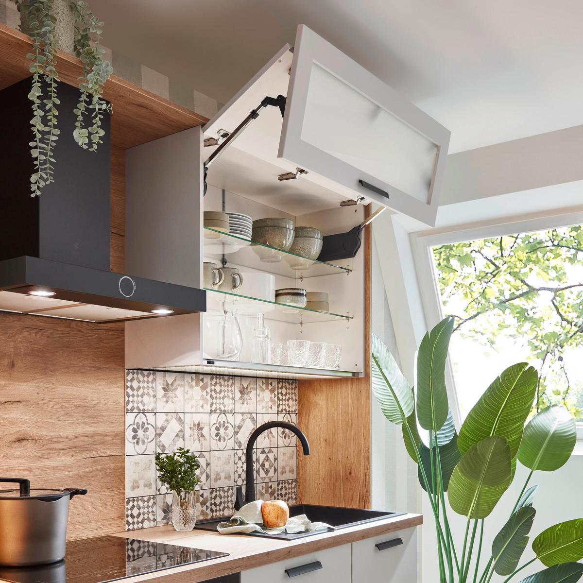 Küchenblock Sofia - Eichefarben/Magnolie, Design, Holzwerkstoff (293cm) - Vertico