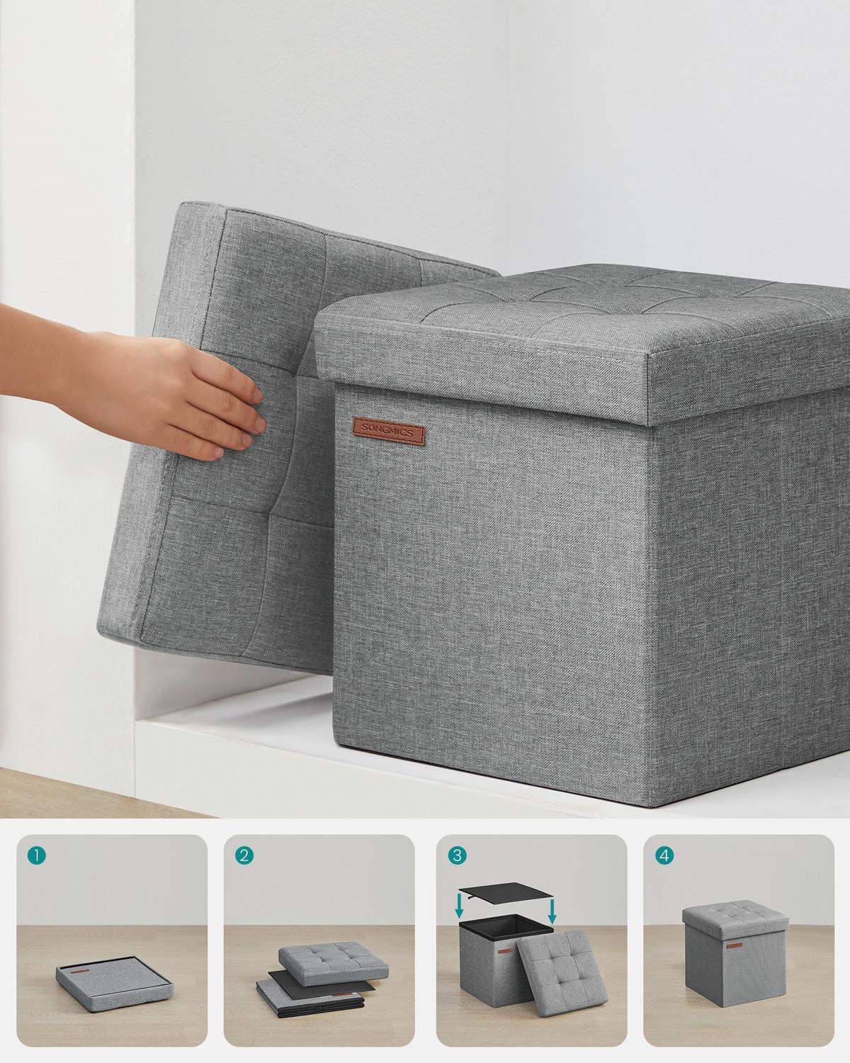 Sitzbox Hellgrau B: 30cm - Hellgrau, Basics, Holzwerkstoff/Textil (30/30/30cm)