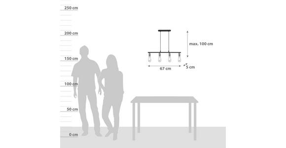 Hängeleuchte Sebastian H: 100 cm 4-Flammig höhenverstellbar - Kupferfarben, Basics, Metall (67/4,3/100cm) - Luca Bessoni