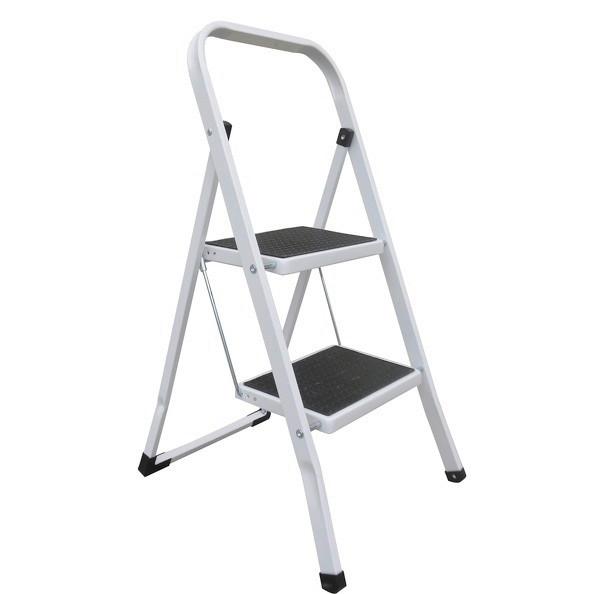 Klapptrittleiter 2 Stufen Anti-Rutsch - Schwarz/Weiß, Basics, Kunststoff/Metall (43,5/49/83,5cm) - Spirella