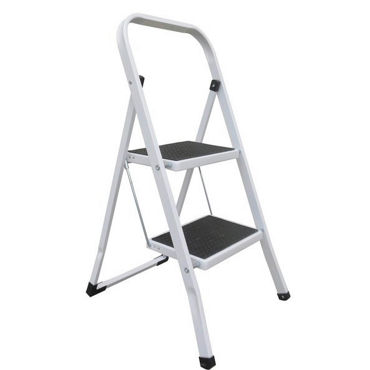 Klapptrittleiter 2 Stufen Anti-Rutsch - Schwarz/Weiß, Basics, Kunststoff/Metall (43,5/49/83,5cm) - Spirella