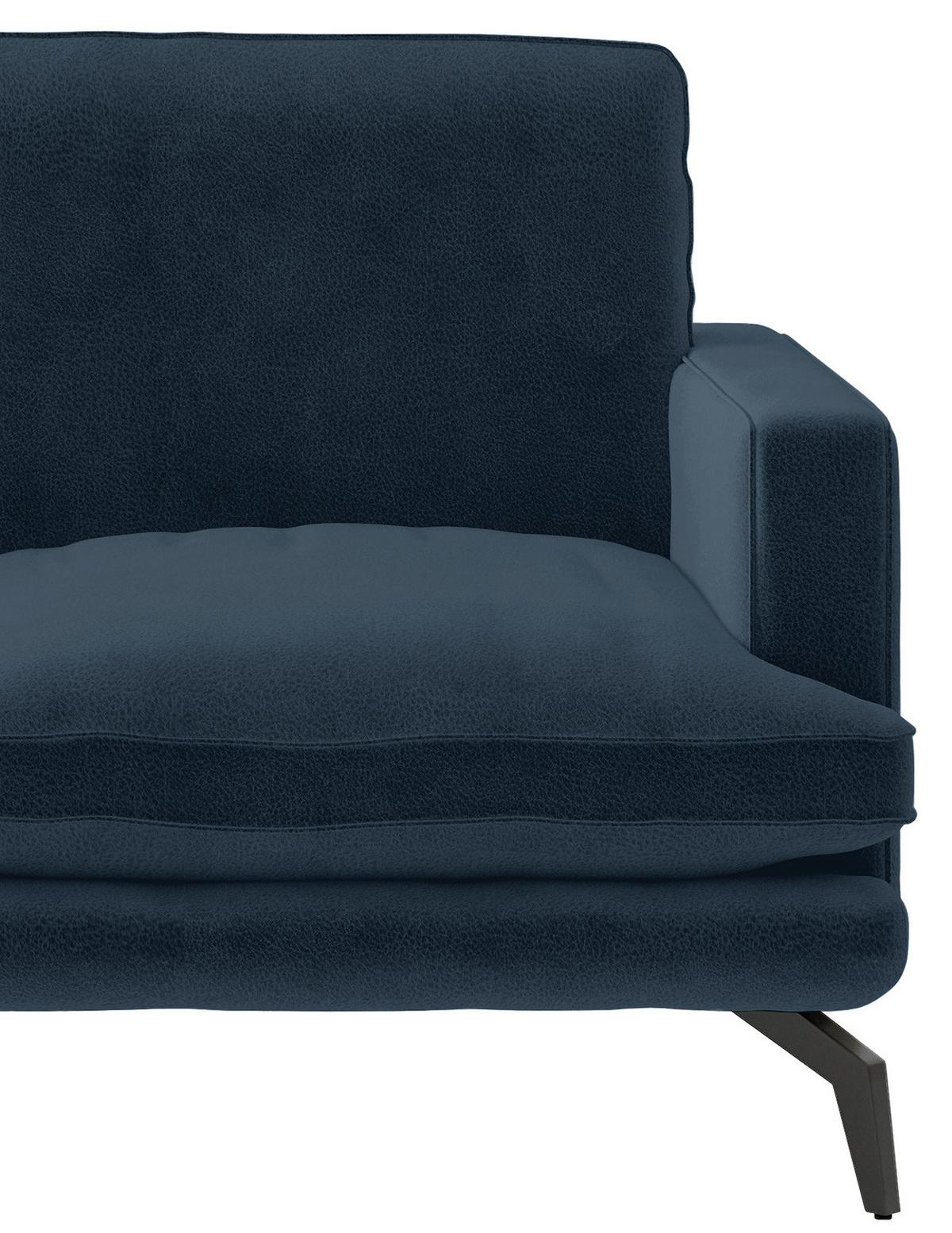 Ecksofa Bali - Schwarz/Dunkelblau, Design, Textil (202/250cm) - Livetastic