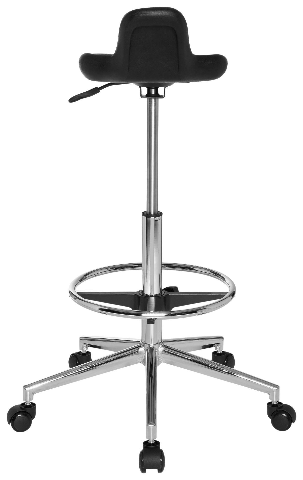 Bürohocker Top Work 03 Schwarz Bis 100kg - Chromfarben/Schwarz, MODERN, Kunststoff/Metall (32/74/35cm) - MID.YOU