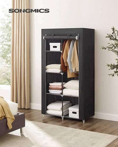 Látková skříň š. 88 cm, černá - černá, Trend, kov/textil (88/168/45cm) - Boxxx