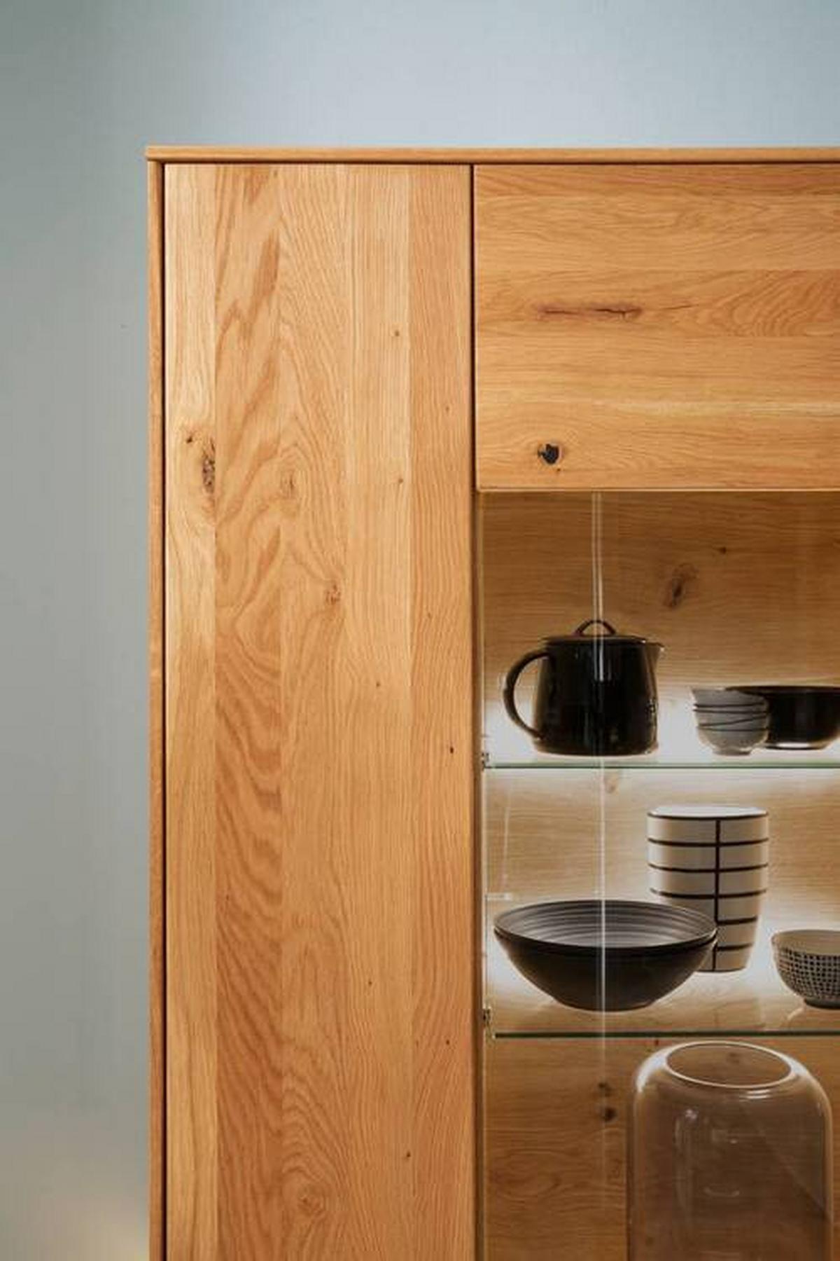 Vitrine Como B: 83 cm mit Beleuchtung Eichefarben - Wildeiche, Natur, Glas/Holz (83/202/38cm) - MID.YOU