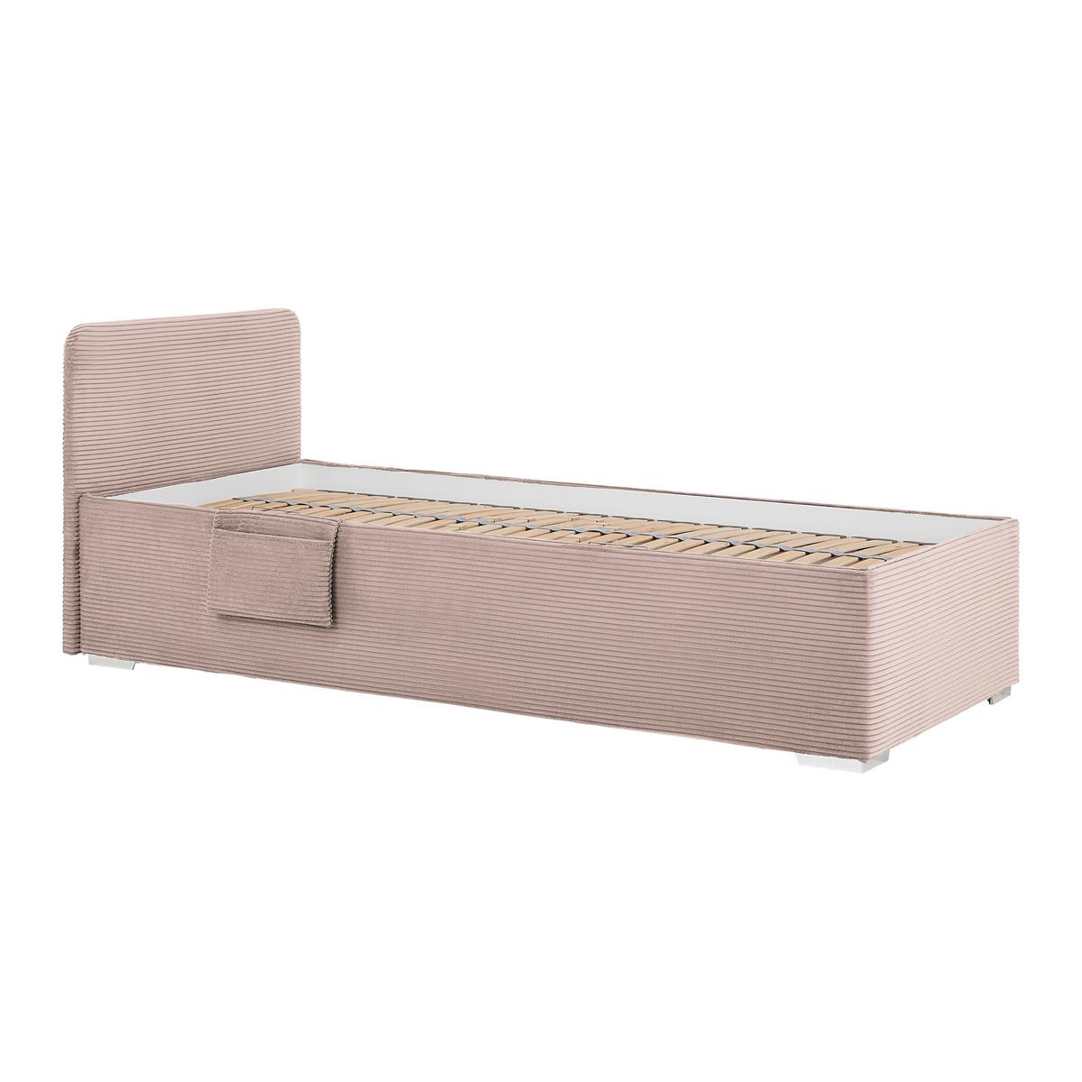 Posteľ Remi s bočnicami 90x200, poťah ružový - pink/prírodná farba, Konventionell, drevo/textil (90/200cm)