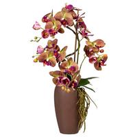Kunstpflanze Orchideen, Grün- Lila, Topf: Braun, H: 70 cm - Lila/Braun, Design, Keramik/Kunststoff (70cm)