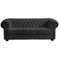 Chesterfield-Sofa Bridgeport Schwarz 3-Sitzer, Echtleder - Nussbaumfarben/Schwarz, Design, Leder (200/76/98cm) - Max Winzer