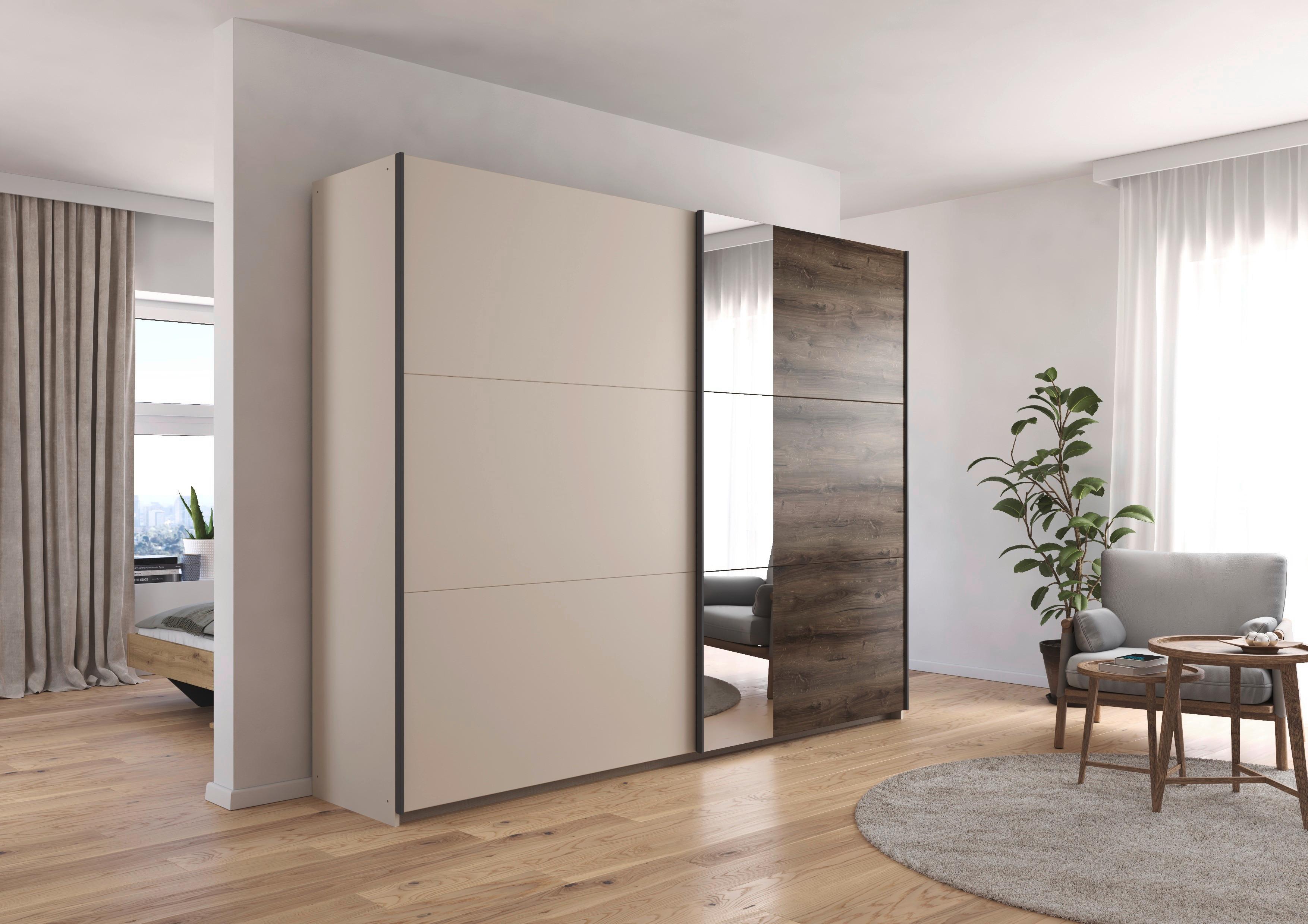 Tolóajtós Szekrény Sajo-Extra 218/210 Cm - Pezsgő/sötét tölgy, Trend, faalapú anyag (218/210/59cm)