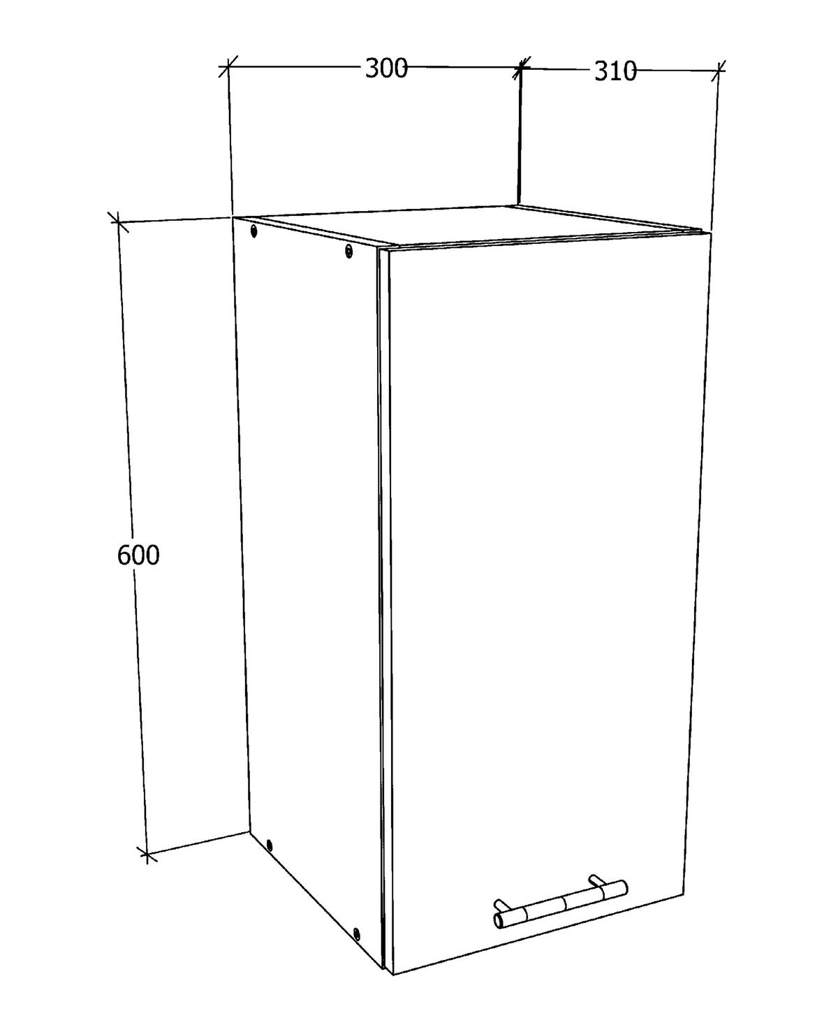 Küchenoberschrank Esilo B: 30 cm Weiß - Weiß, KONVENTIONELL, Holzwerkstoff (30/60/31cm) - MID.YOU