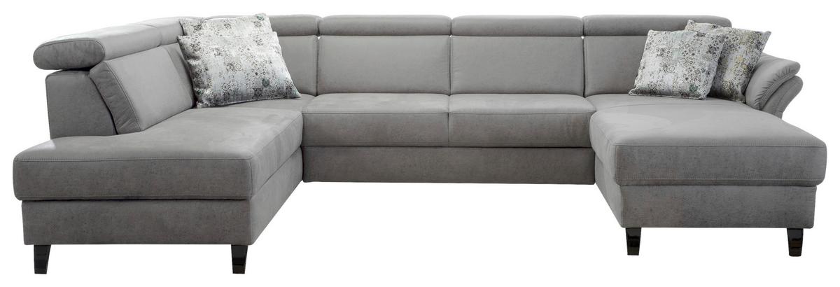 Wohnlandschaft Arngast links hellgrau, 193x317x165 cm - Hellgrau/Schwarz, KONVENTIONELL, Textil (193/317/165cm) - Sit & More
