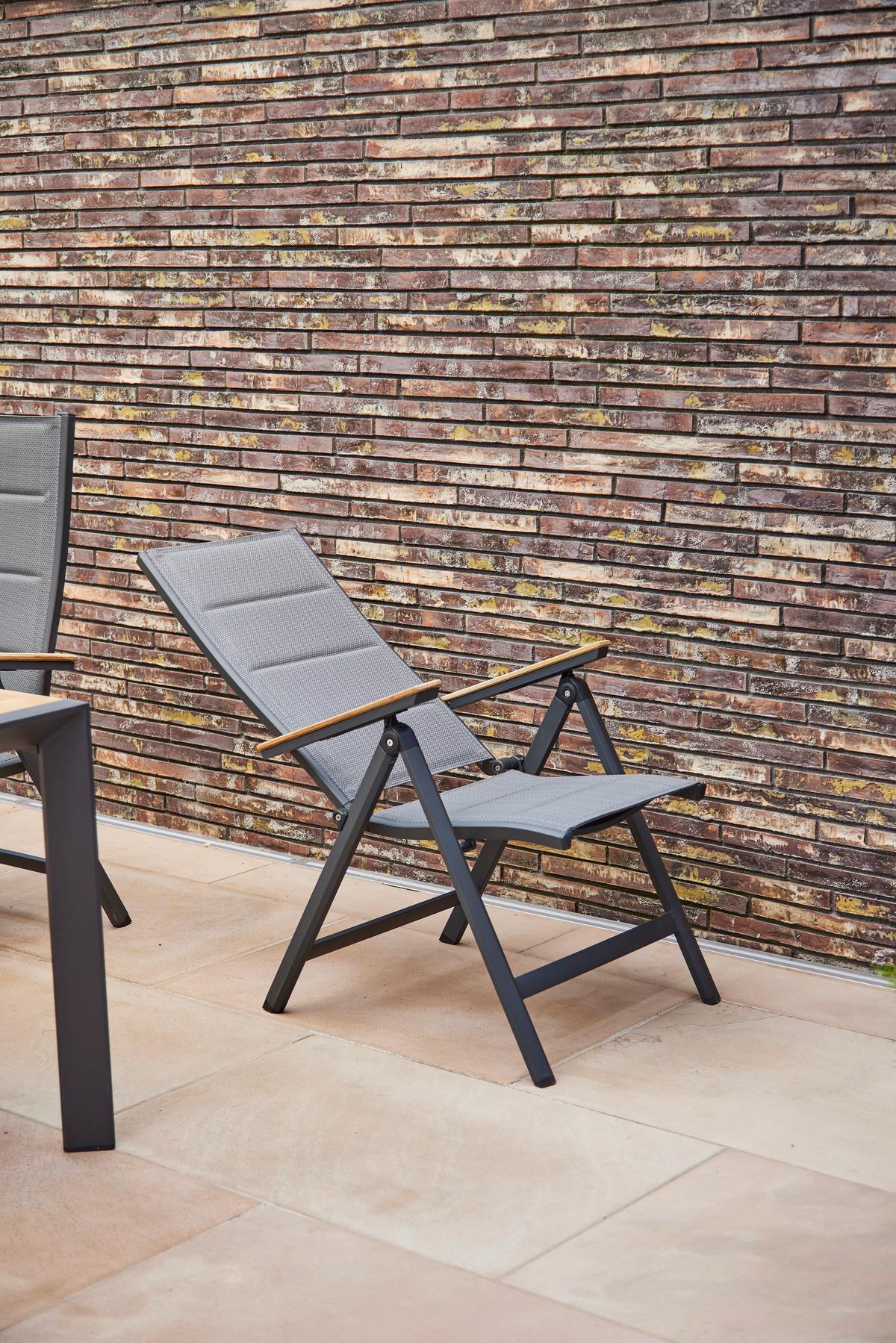 Gartensessel Klappbar Aluminium, Kunststoff - Anthrazit, KONVENTIONELL, Holz/Kunststoff (59/110/68cm) - Siena Garden